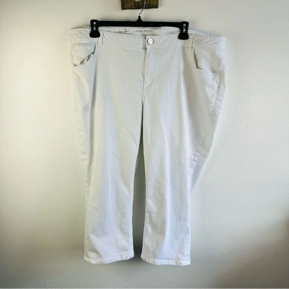Lane Bryant White Denim Cropped Jeans‎ Size 28W Genius Fit